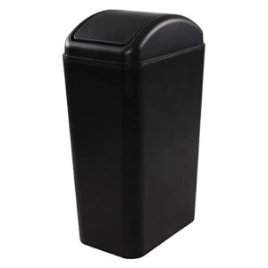 ramddy plastic slim trash can, black modern wastebasket, 14 liter commercial garbage bin