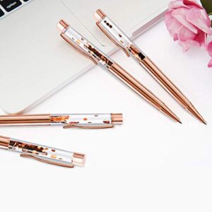 ZZTX 3 Pcs Rose Gold Ballpoint Pens Metal Pen Bling Sequin Pen With Refills Black Ink Office Supplies Gift Pens