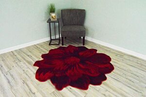 planet rugs flowers 3d effect hand carved thick artistic floral flower rose botanical shape area rug design 305 red 6'6''x6'6'' round