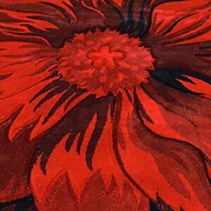 PLANET RUGS Flowers 3D Effect Hand Carved Thick Artistic Floral Flower Rose Botanical Shape Area Rug Design 305 Red 6'6''x6'6'' Round