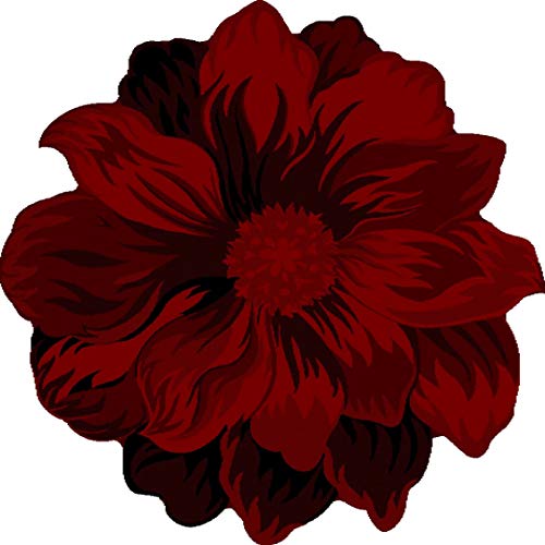 PLANET RUGS Flowers 3D Effect Hand Carved Thick Artistic Floral Flower Rose Botanical Shape Area Rug Design 305 Red 6'6''x6'6'' Round