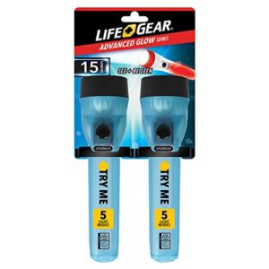 life gear 2pk glow mini flashlight with safety glow handle in assorted colors (tg12-60531-rgb)