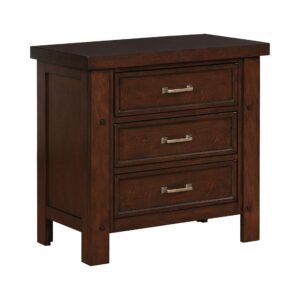 coaster furniture barstow 3-drawer rectangular pinot noir nightstand 28" d x 17" w x 29.75" h brown 206432