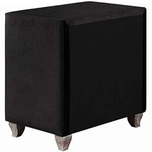 Coaster Furniture Deanna Modern Glam 2 Drawer Upholstered Nightstand Bedroom Bedside Table Storage Drawers Crystal Button Tufted Black Velvet Fabric Chrome 206102