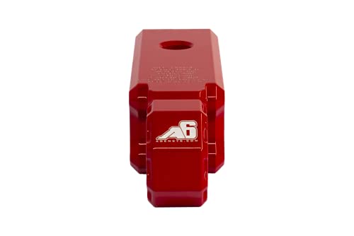 AGENCY 6 Recovery Shackle Block Assembly 2 INCH Double Hole Powder Coat RED - Hitch Receiver Block - Proudly Made in The USA with US Certified Materials - Includes Hitch pin and D-Ring