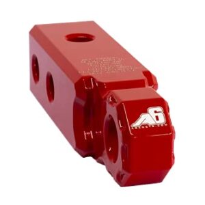 AGENCY 6 Recovery Shackle Block Assembly 2 INCH Double Hole Powder Coat RED - Hitch Receiver Block - Proudly Made in The USA with US Certified Materials - Includes Hitch pin and D-Ring