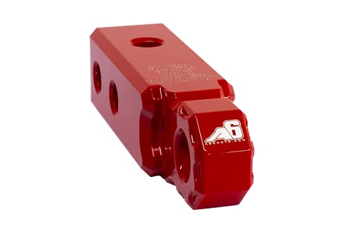 AGENCY 6 Recovery Shackle Block Assembly 2 INCH Double Hole Powder Coat RED - Hitch Receiver Block - Proudly Made in The USA with US Certified Materials - Includes Hitch pin and D-Ring