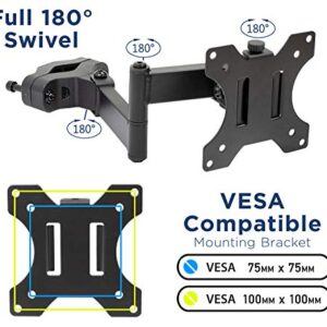 Mount-It! Universal VESA Pole Mount with Articulating Arm | Full Motion TV Pole Mount Bracket | VESA 75 100 | Fits TVs or Monitors Up to 32 Inches (MI-391)