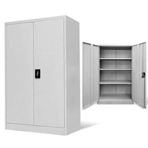 festnight floor cabinet storage with 2 doors & 3 adjustable shelves for office decor steel gray 35.4"x15.7"x55.1"
