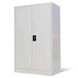 Festnight Floor Cabinet Storage with 2 Doors & 3 Adjustable Shelves for Office Decor Steel Gray 35.4"x15.7"x55.1"