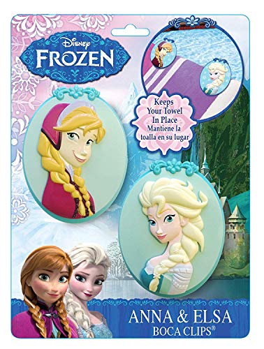 Frozen Elsa BocaClips by O2COOL, Beach Towel Holder, Clips, Set of 2, Beach, Patio or Pool Accessories, Portable Towel Clips, Chip Clips, Secure Clips 2 Packs of 2 Elsa and 2 Anna = 4 Towel Clips