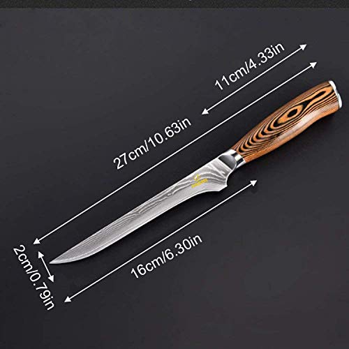 Jasni 6 Inch Boning Knife- Super Sharp VG-10 Damascus Steel Boning Knife, 76 Layers High Carbon Steel & Comfortable Wooden Handle