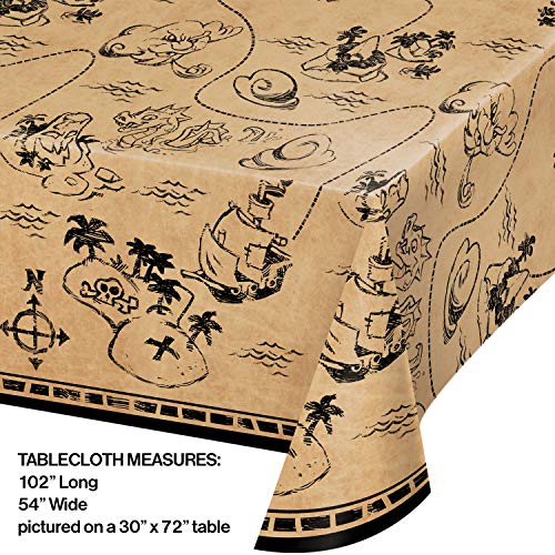 Creative Converting Treasure Island Pirate Plastic Tablecloth, 1 ct Multi Color, 22"