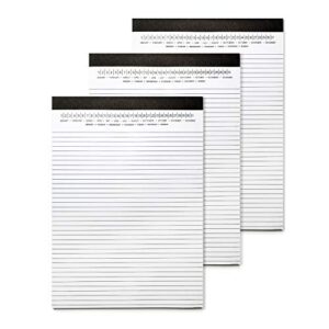 mymazn legal pads 8.5 x 11 with date on top, narrow ruled, white note pads college ruled writing tablets for office, school, 50 sheets, 3 pack