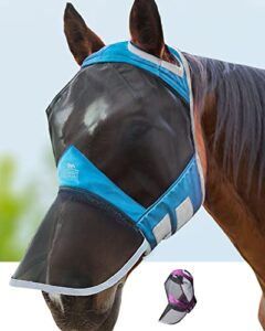 harrison howard caremaster pro luminous horse fly mask full face standard with nose no ears voodoo blue m cob