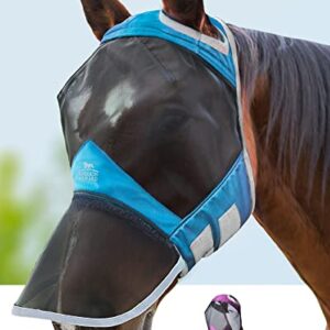 Harrison Howard CareMaster Pro Luminous Horse Fly Mask Full Face Standard with Nose No Ears Voodoo Blue M Cob