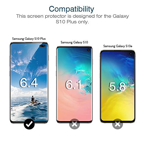 LK 3 Pack Screen Protector Compatible for Samsung Galaxy S10 Plus / S10+, Ultrasonic Fingerprint Compatible, Flexible Film HD Transprent, Case Friendy