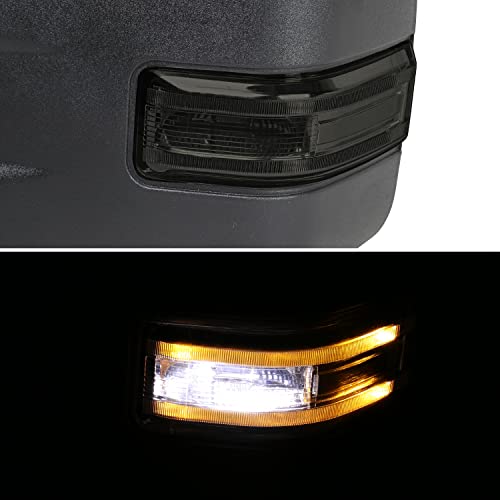 Spec-D Tuning Power Heated Tow Mirrors+Smoke LED Signal+Puddle 22Pin & 8Pin Compatible with Ford F150 2015-2018