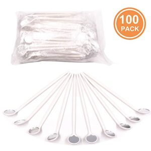 TENFLY 100pcs Disposable Dental Exam Mouth Mirrors Oral Dental Mirror Plastic Dental Instrument (White)