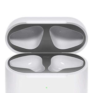 elago dust guard (matte space grey, 1 set) dust-proof metal cover, luxurious finish, watch installation video - compatible with apple airpods 2 wireless charging case [us patent registered]