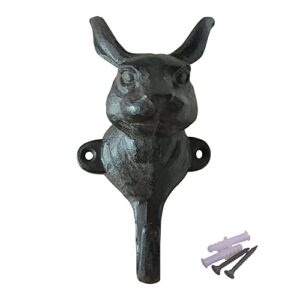 wintent cast iron rabbit wall mount hook for hanging coat key hat (rabbit-1)