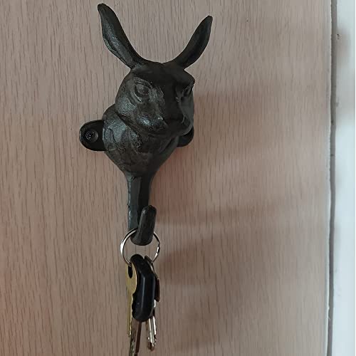 WINTENT Cast Iron Rabbit Wall Mount Hook for Hanging Coat Key Hat (Rabbit-1)