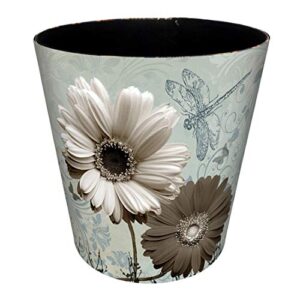 hmane 10l/2.64 gallon pu leather trash can sunflower pattern waterproof decorative paper basket for bedroom living room - (type b)