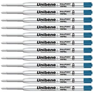 unibene parker compatible ballpoint refills 12 pack,1.0mm medium point-blue, smooth writing replaceable german ink tactical pen refills for parker ballpoint/uzi pen