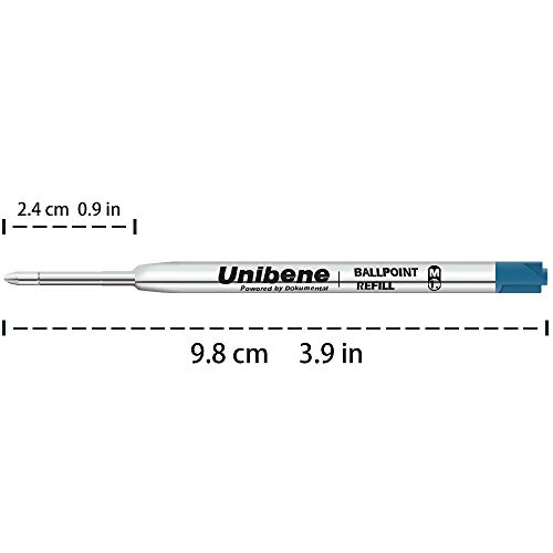 Unibene Parker Compatible Ballpoint Refills 12 Pack,1.0mm Medium Point-Blue, Smooth Writing Replaceable German Ink Tactical Pen Refills for Parker Ballpoint/UZI Pen