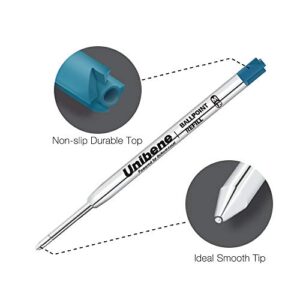 Unibene Parker Compatible Ballpoint Refills 12 Pack,1.0mm Medium Point-Blue, Smooth Writing Replaceable German Ink Tactical Pen Refills for Parker Ballpoint/UZI Pen