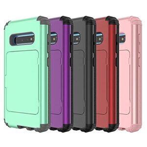 Samsung Galaxy S10 Plus Case Hard Case 3-Layer Shockproof Protection Cover Detachable Anti-Skid Multifunctional Cover Kickstand with Card Slot and Mirror for Samsung Galaxy S10 Plus Black