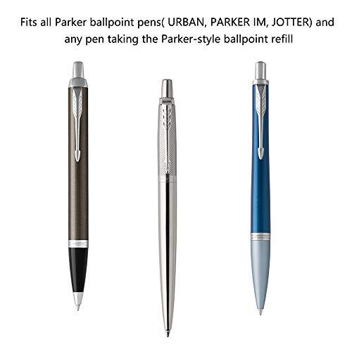 Unibene Parker Compatible Gel Ink Ballpoint Refills 12 Pack,0.7mm Medium Point-Black, Smooth Writing Replaceable German Ink Tactical Pen Refills for Parker Ballpoint/UZI Pen