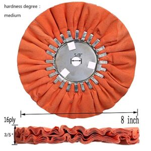 8" Orange Airway Buffing Wheel,5/8'' Arbor Hole,16 Plys/Medium Polishing for Angle Grinder,1PC