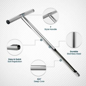 Varomorus Soil Sampler Probe 21" Stainless Steel Tubular T-Style Handle.