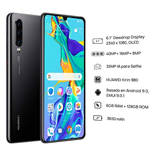 Huawei P30 128GB+6GB RAM (ELE-L29) 6.1" LTE Factory Unlocked GSM Smartphone (International Version) (Black)