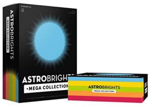 astrobrights mega collection, colored paper, classic" 5-color assortment, 1250 sheets 24 lb/89 gsm, 8.5" x 11" - more sheets! (91623-01)