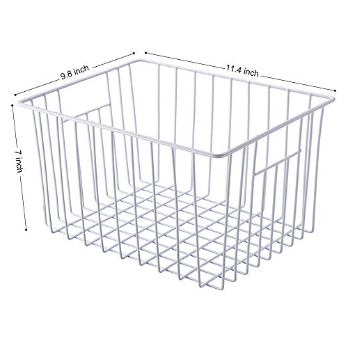 GCAT Freezer Organizer Bins Wire Storage Baskets with Handles, Metal Upright Freezer Baskets for Kitchen, Pantry, Refrigerator, Cabinet, Shelf, Countertop and Laundry Room - 4 Pack