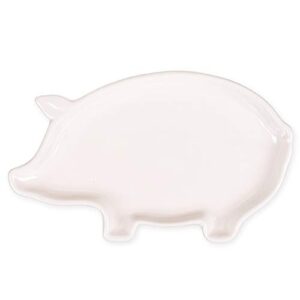 pig shaped glossy white 10 x 7 dolomite ceramic platter plates set of 2