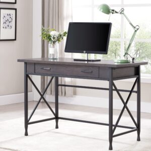 Leick Chisel & Forge Writing Desk, Smoke Gray/Matte Black