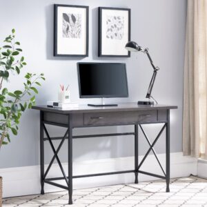 Leick Chisel & Forge Writing Desk, Smoke Gray/Matte Black