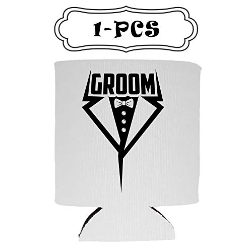 Groom and Groom's Crew Tuxedo Insulated Can Coolie Coolers - (Groom + Groom'sCrew Tux - 12 Pack)