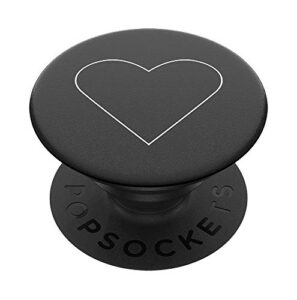 popsockets: phone grip with expanding kickstand, pop socket for phone - white heart black
