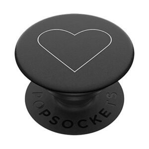 PopSockets: Phone Grip with Expanding Kickstand, Pop Socket for Phone - White Heart Black