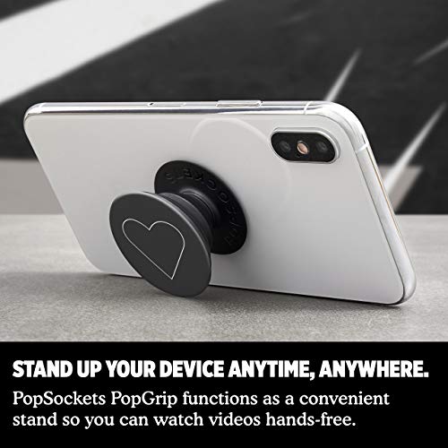 PopSockets: Phone Grip with Expanding Kickstand, Pop Socket for Phone - White Heart Black