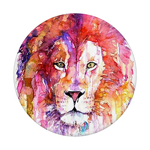 Watercolor Colorful Wild Cat Lion Pop Mount Socket PopSockets PopGrip: Swappable Grip for Phones & Tablets