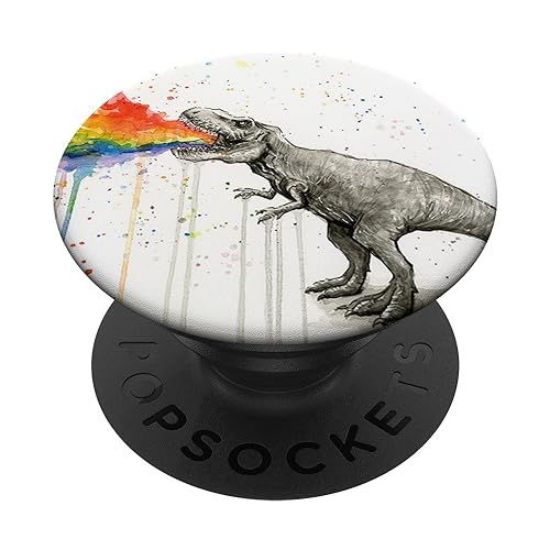 Watercolor Colorful T-Rex Dino Dinosaur Pop Mount Socket PopSockets PopGrip: Swappable Grip for Phones & Tablets PopSockets Standard PopGrip