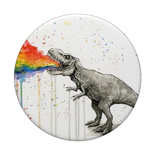 Watercolor Colorful T-Rex Dino Dinosaur Pop Mount Socket PopSockets PopGrip: Swappable Grip for Phones & Tablets PopSockets Standard PopGrip