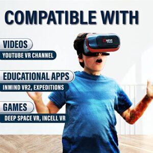 VR Headset Compatible with iPhone & Android - Universal Virtual Reality Goggles for Kids & Adults - Your Best Mobile Games 360 Movies w/Soft & Comfortable New 3D VR Glasses (Red)