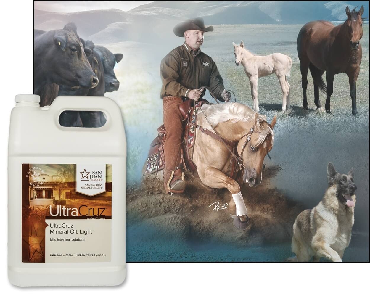 UltraCruz - sc-395544 Mineral Oil Light Supplement for Horses, Livestock and Dogs, 4 x 1 Gallon