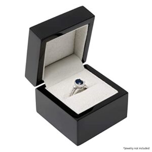 Noble Piano Wood Ring Box - Luxury Engagement Ring Box for Proposal Ring or Special Occasions - Comes with a Two Piece Packer and Ribbon (Black)